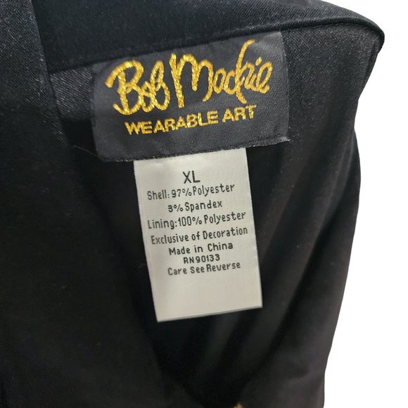 Preowned with Tags Bob Mackie Womens Embroidered Tassle Full Zip Black Jacket/Bl - Picture 7 of 7